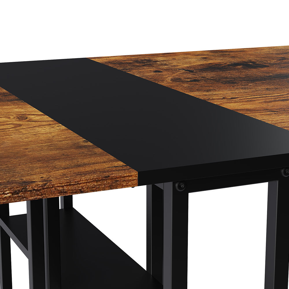 Folding Dining Table with Wheels and Storage Shelves