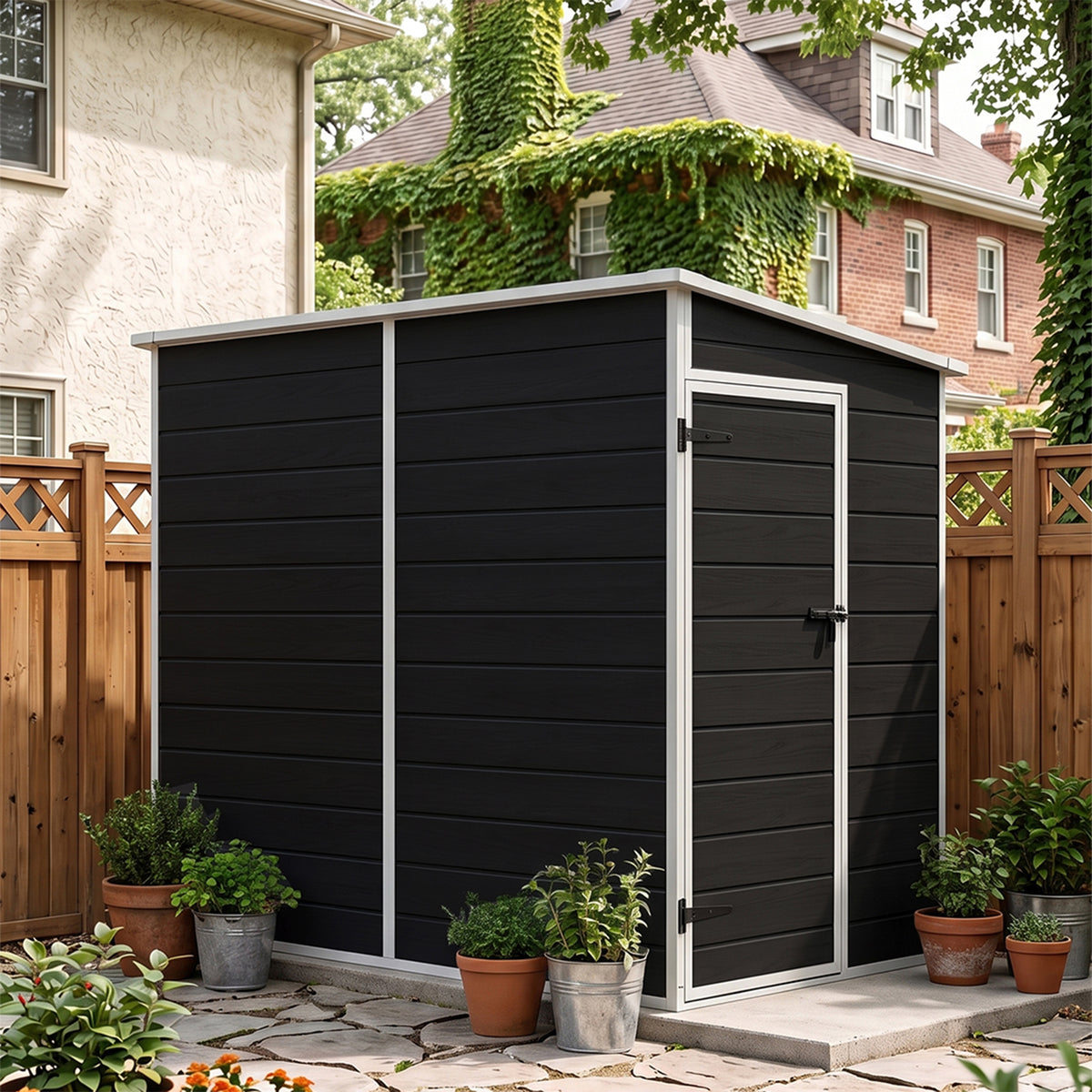 4 x 8 ft Plastic Garden Storage Shed with Pent Roof & Single Door