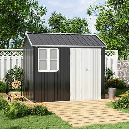 8.3 x 5.4ft Metal Apex Roof Garden Shed Outdoor Storage House