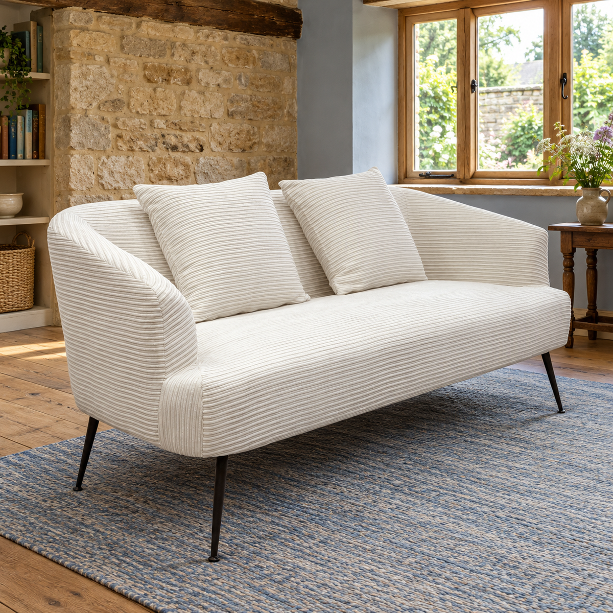 Modern Chenille 2-Seater Sofa with 2 Scatter Cushions