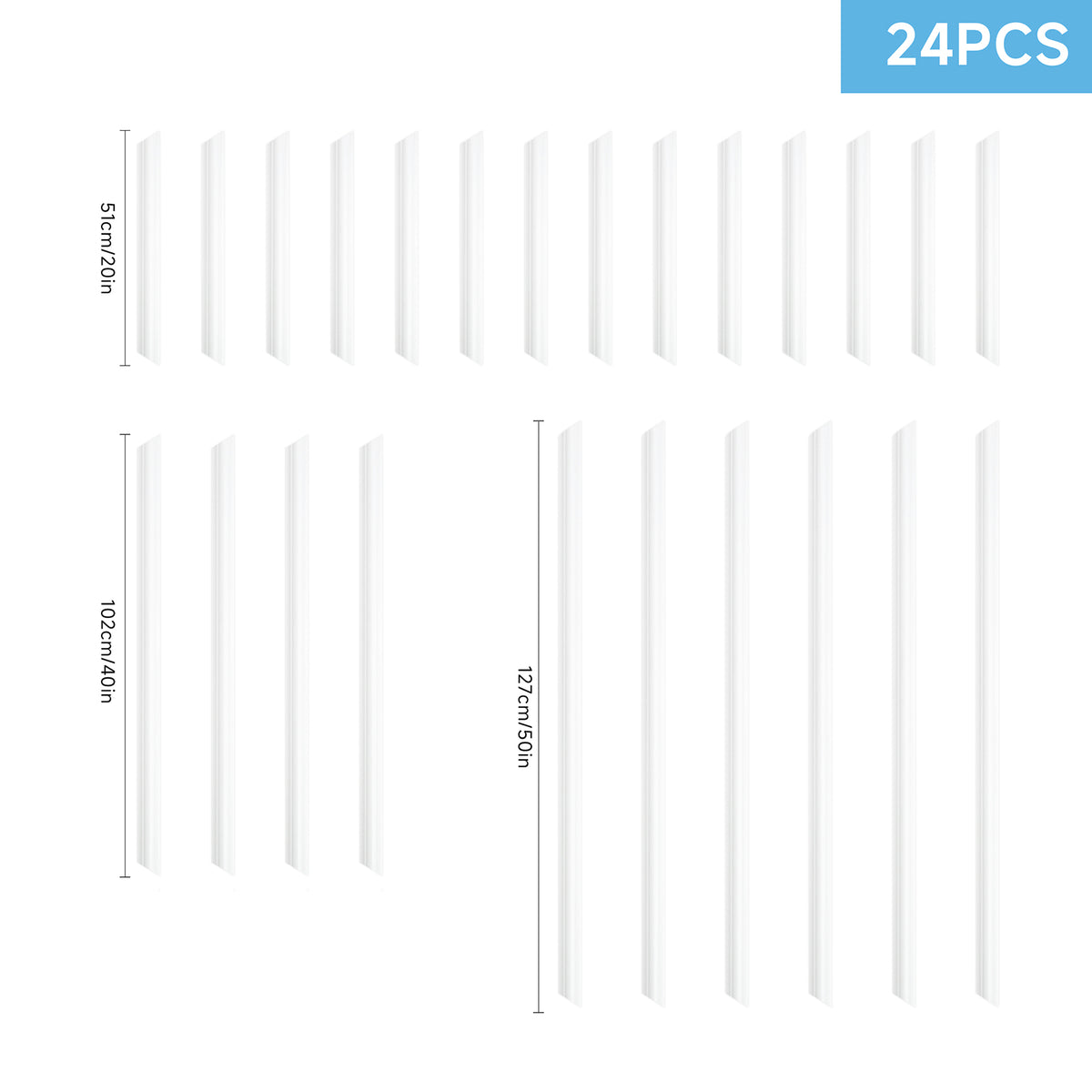 Set of 3 Waterproof Self-Adhesive Pre-Cut Wall Moulding Trim Kit