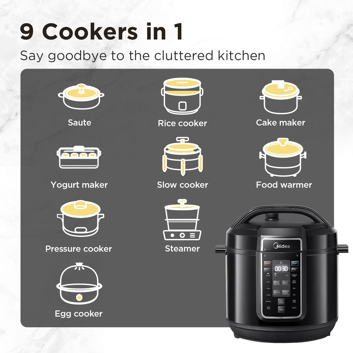 1200W Multifunctional Household Pressure Cooker 7.6L Stainless Steel Inner Pot
