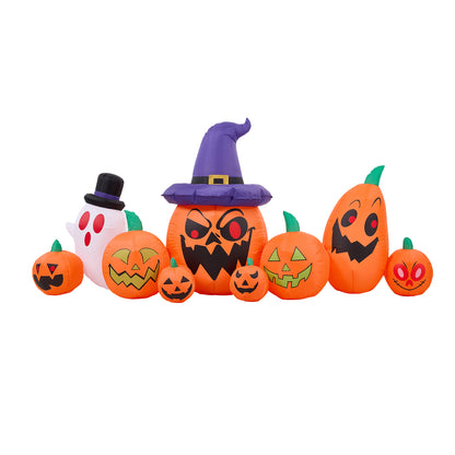 8ft Halloween Inflatable Pumpkin Outdoor Decorations with Ghost