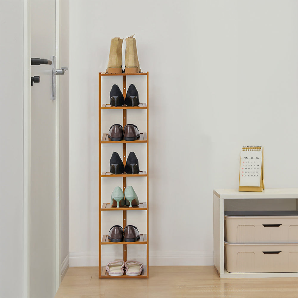 7 Tiers Bamboo Shoe Rack Entryway Hallway Shoe Shelf