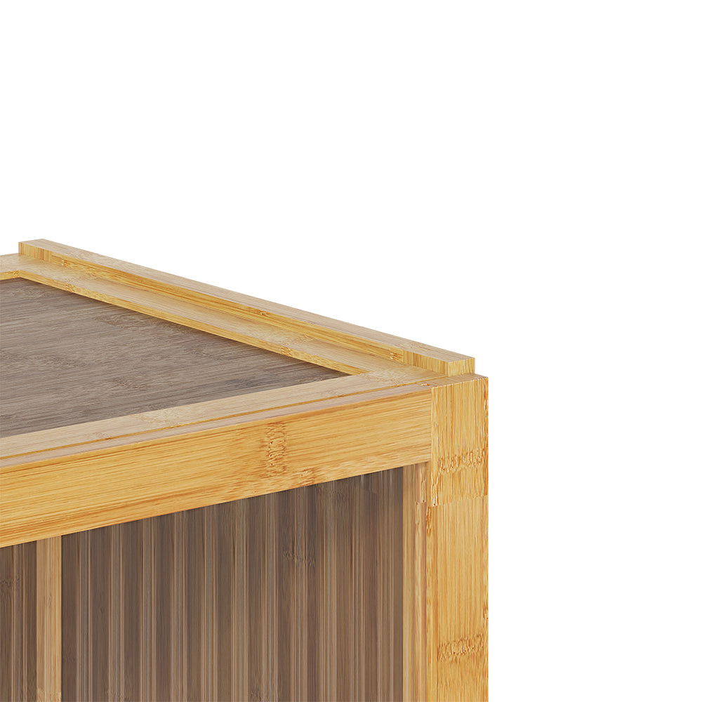 3-Tier Narrow Bookcase Storage Cabinet with Acrylic Door