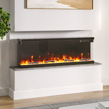 Recessed and Freestanding Electric Fireplace with Remote Control