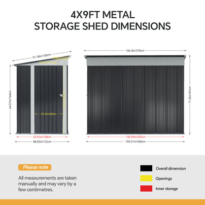 4x9 FT Pent Roof Garden Tool Shed Outdoor Patio Storage House