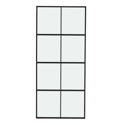 Clear and Smooth Glass Black Barn Door with Sliding Hardware Kit