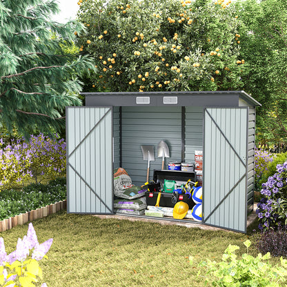 Outdoor Galvanized Steel Storage Shed with Dual Doors