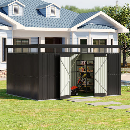 13x10FT Metal Garden Shed with Double Doors