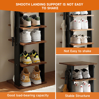 Natural Wood 8-Tier Shoe Rack for Entryway