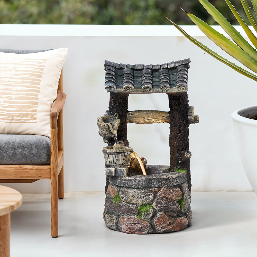 Solar Garden Water Fountain with Cascading Water Feature