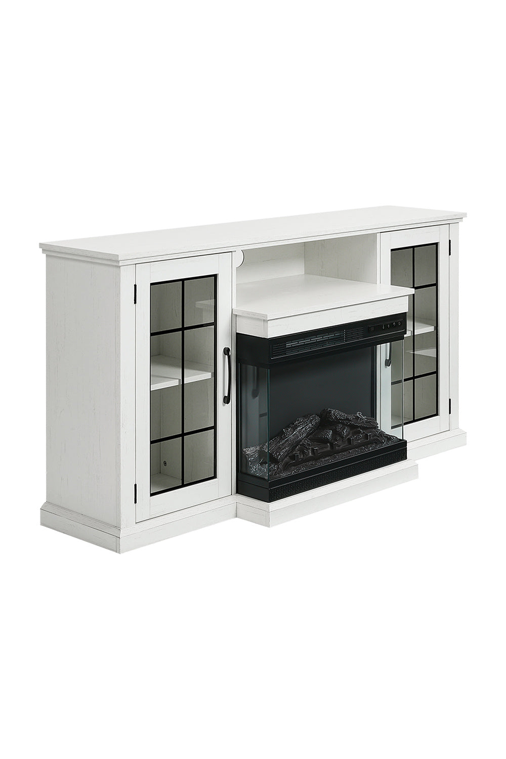 Electric Fireplace TV Stand with Glass Door Storage