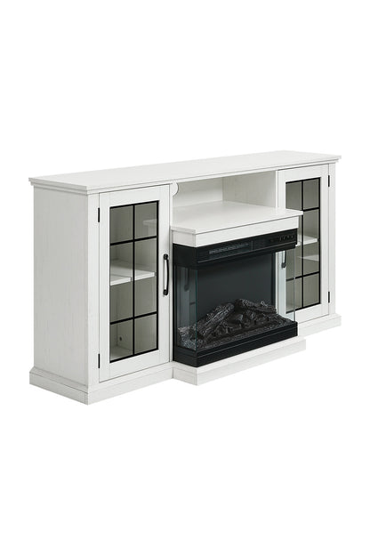 Electric Fireplace TV Stand with Glass Door Storage