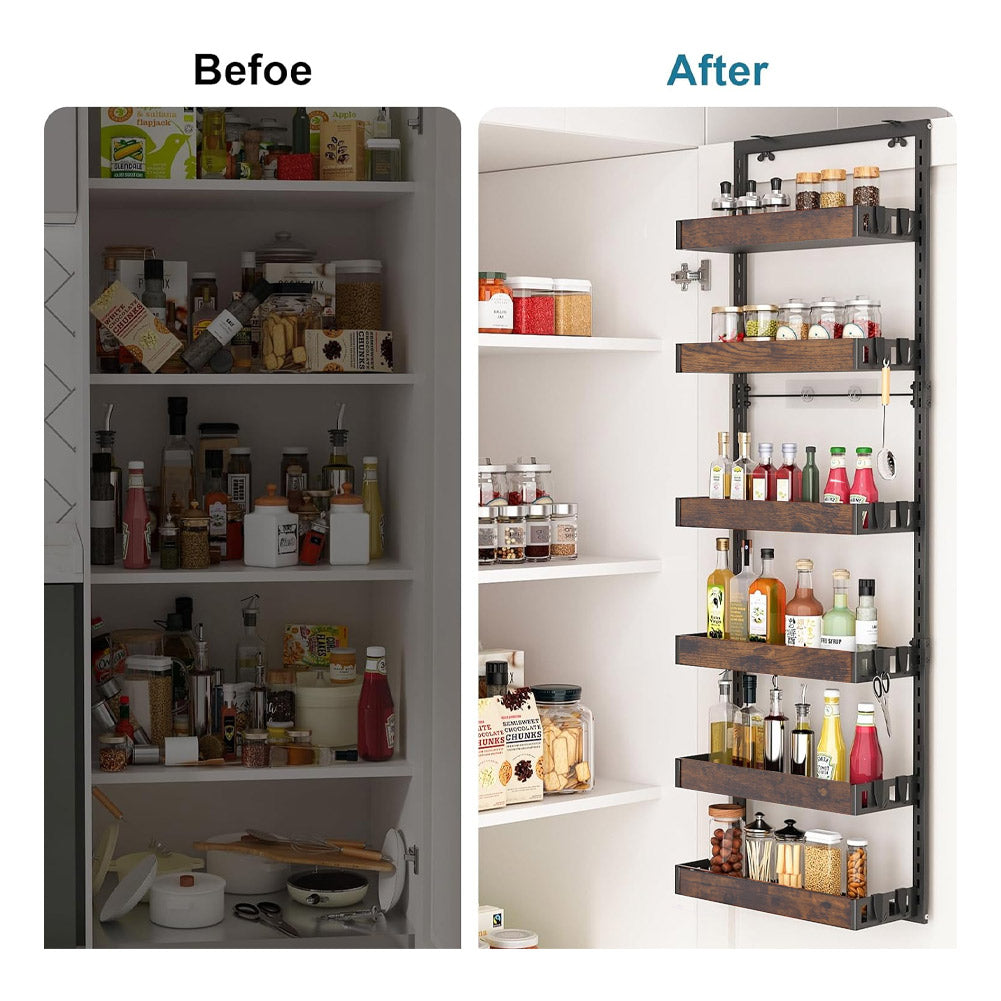 Steel and Wood Over-the-Door Kitchen Pantry Organizer