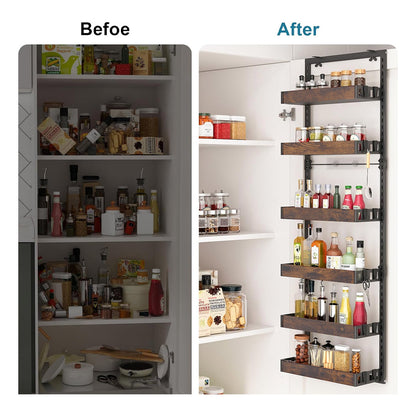 Steel and Wood Over-the-Door Kitchen Pantry Organizer
