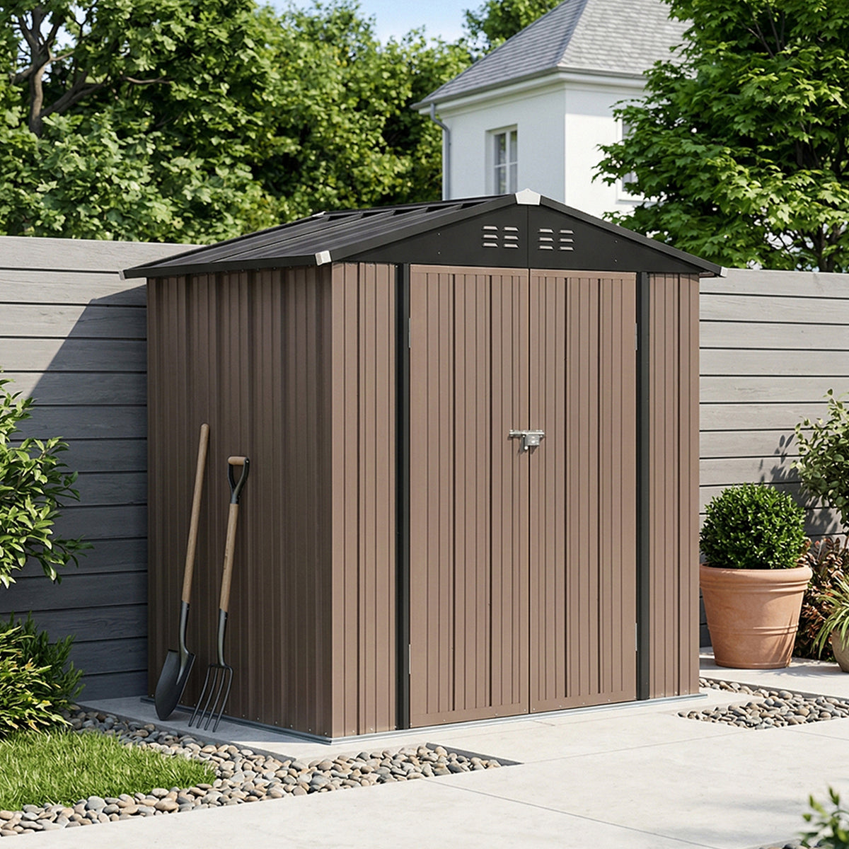 6 x 4 ft Apex Roof Garden Tool Shed With Lockable Doors