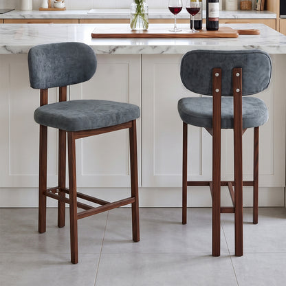 Set of 2 Upholstered Bar Stools