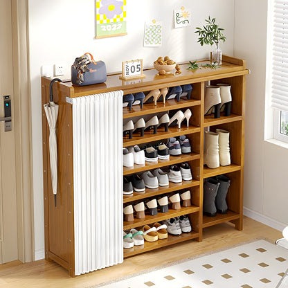 7-Tier Freestanding Shoe Rack with Dust Cover & Boot Compartment
