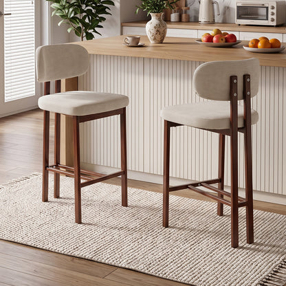 Set of 2 Upholstered Bar Stools
