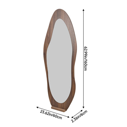 Wooden Frame Full Length Mirror with Mirror Base