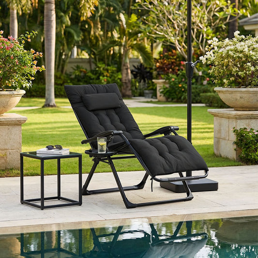 Zero Gravity Outdoor Recliner with Seat Cushion & Headrest