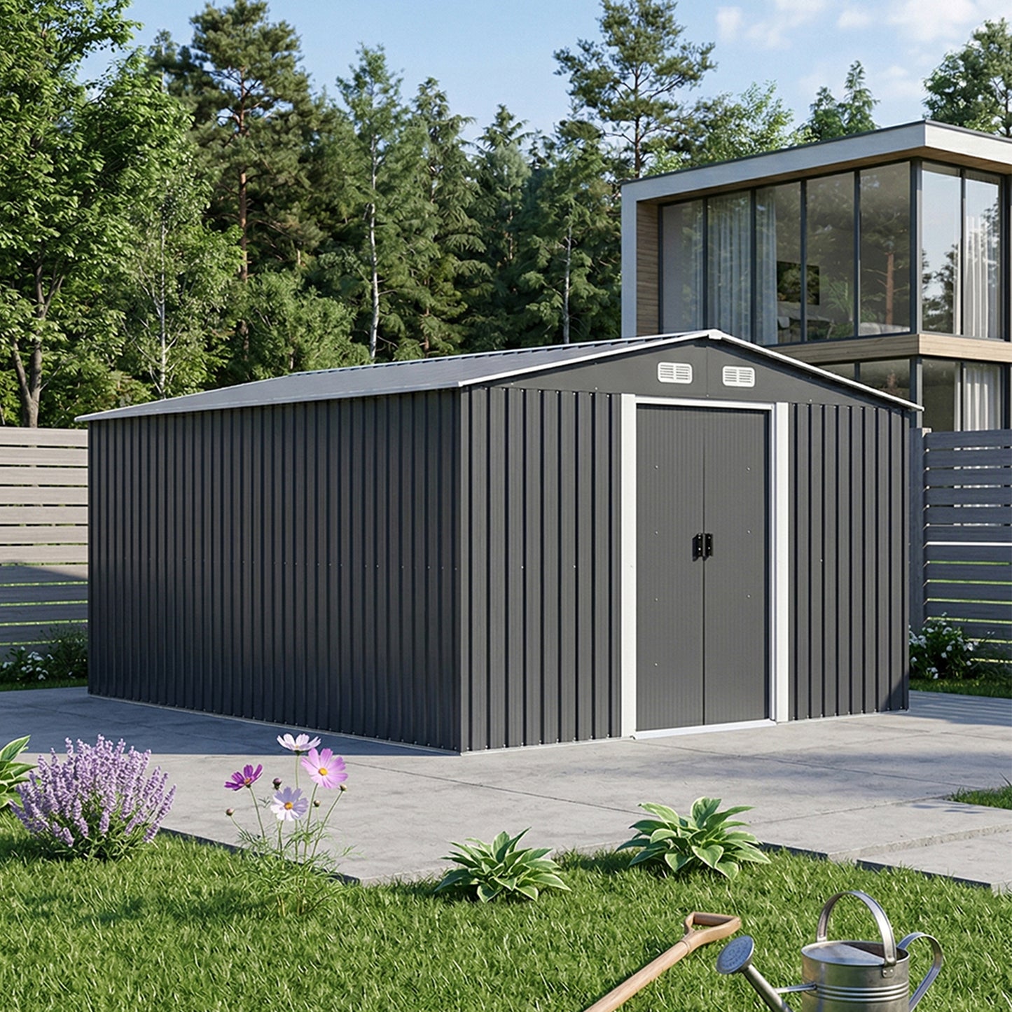 12x10 FT Large Metal Garden Tool Storage Shed