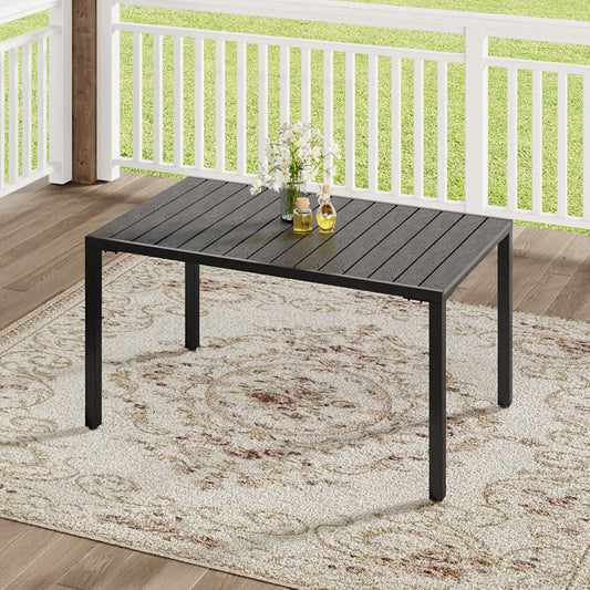 90CM Depth Grey Outdoor Dining Table with Parasol Hole