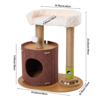 Cat Tree with Scratching Posts and Toy