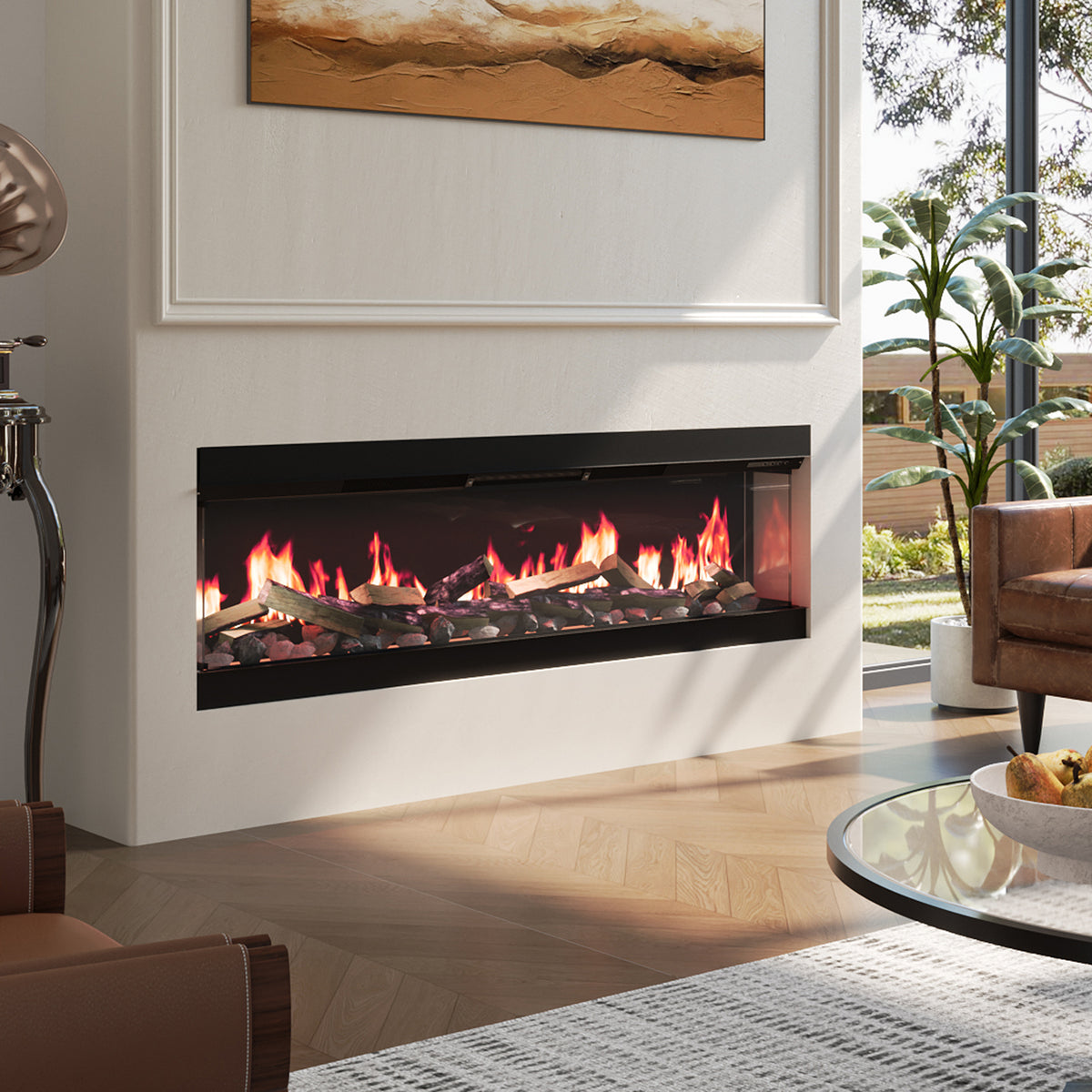 60/70 Inch 3-Sided Smart Electric Fireplace
