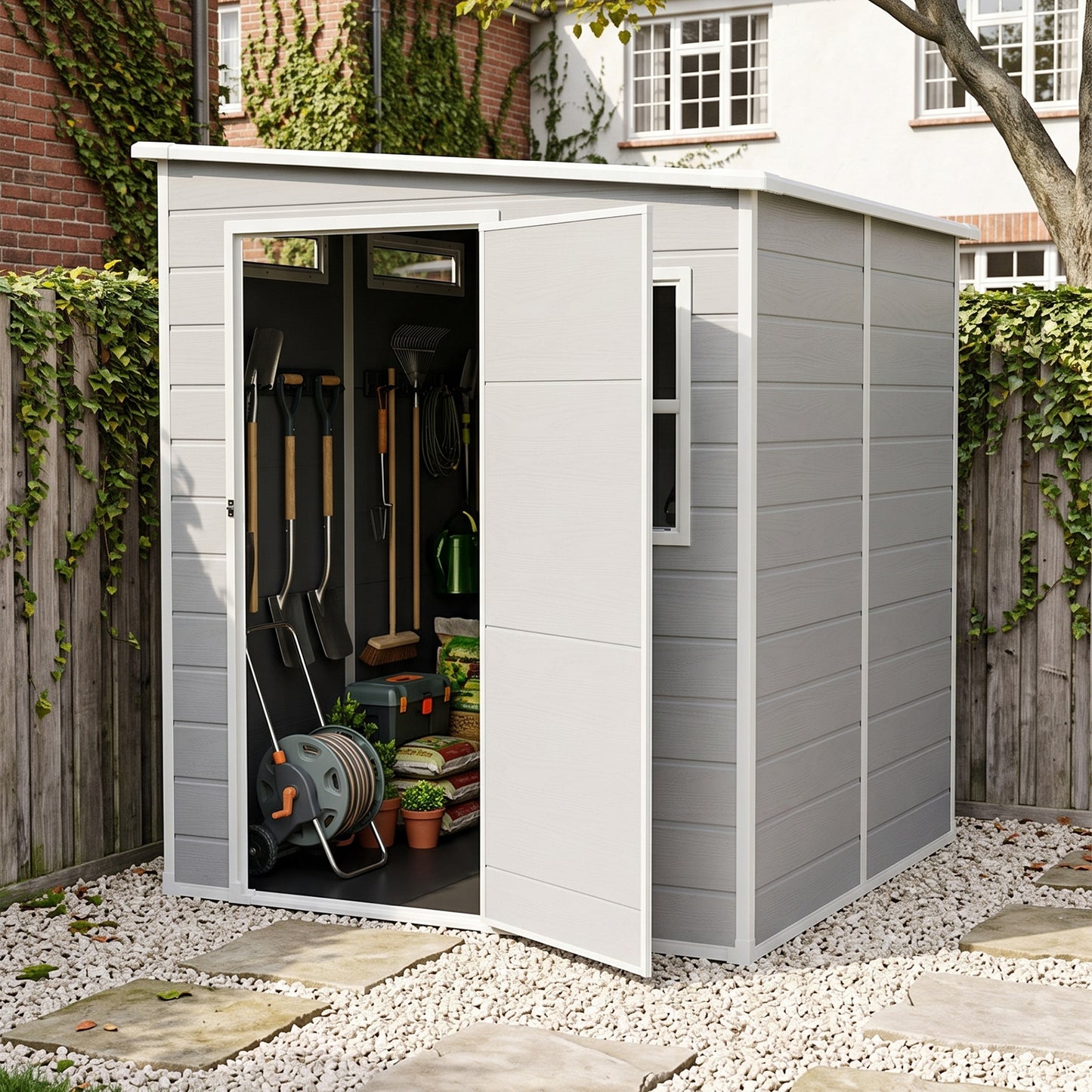 6x6 FT Pent Roof Garden Storage Shed