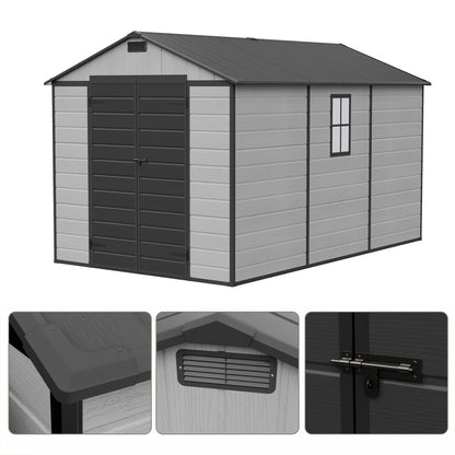 8X12FT Outdoor Aluminum & PP Storage Shed