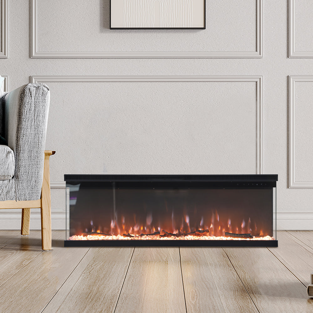 Recessed and Freestanding Electric Fireplace with Remote Control