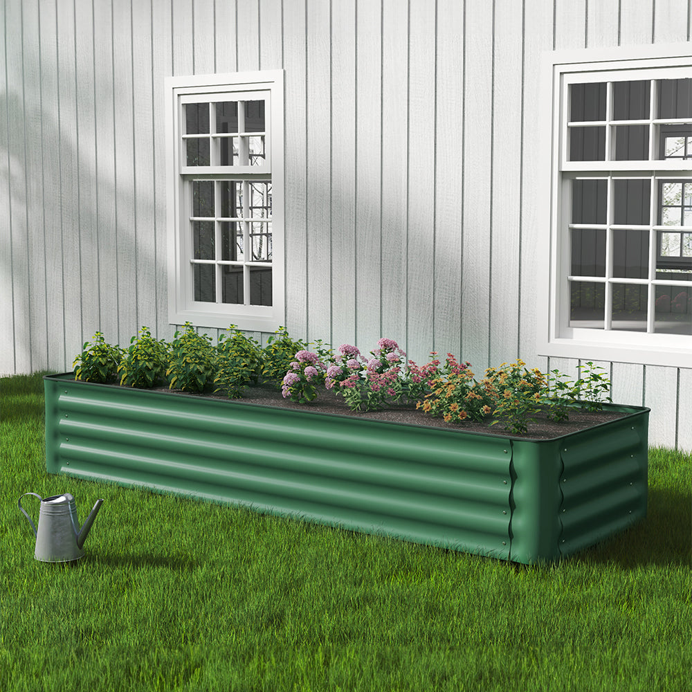 Green Galvanized Steel Raised Garden Bed