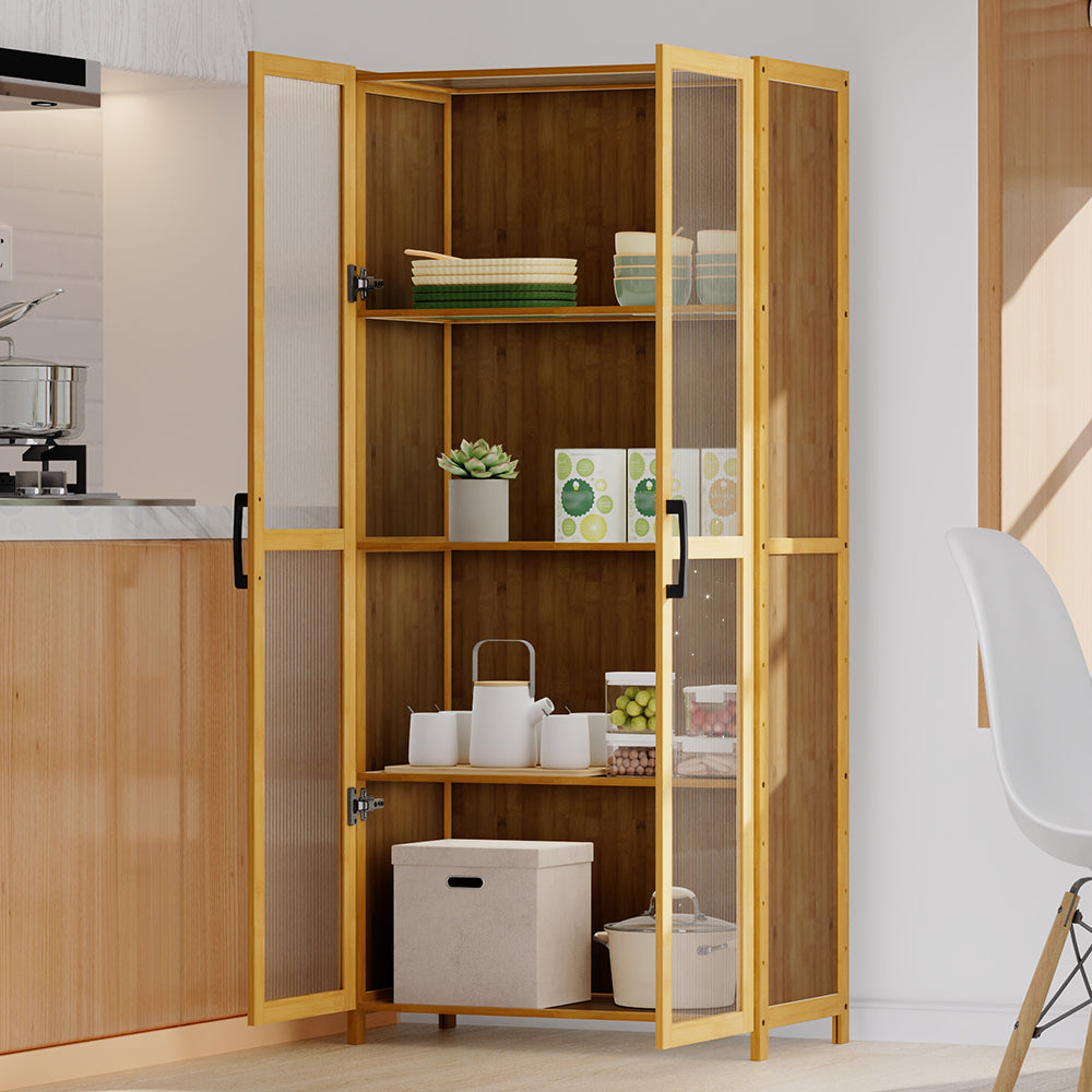 4-Tier Narrow Bookcase Storage Cabinet with Acrylic Door