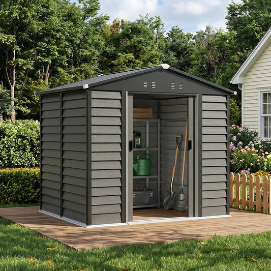 7 x 6 ft Metal Garden Storage Shed with Pent Roof
