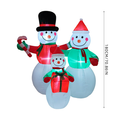 6ft Christmas Inflatable Snowman Family Decorations with LED Lights