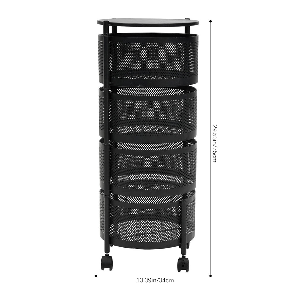 2–5 Tier Kitchen Storage Organiser with Rotating Baskets and Castors