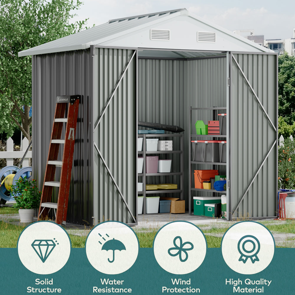 4x6FT Metal Garden Storage Shed with Lockable Door