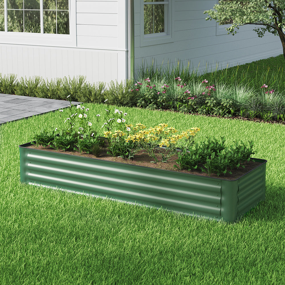Green Galvanized Steel Raised Garden Bed