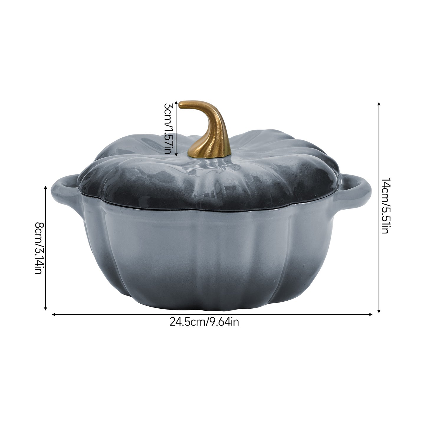 Enamelled Cast Iron Pumpkin Dutch Oven with Lid and Handles