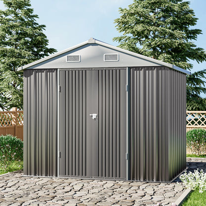6x8FT Metal Garden Storage Shed with Lockable Door