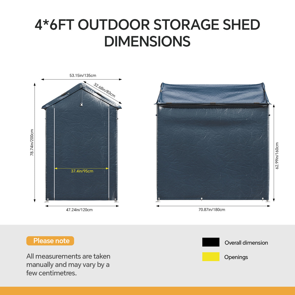 Garden Storage Shelter with Waterproof PE Cover & Metal Frame