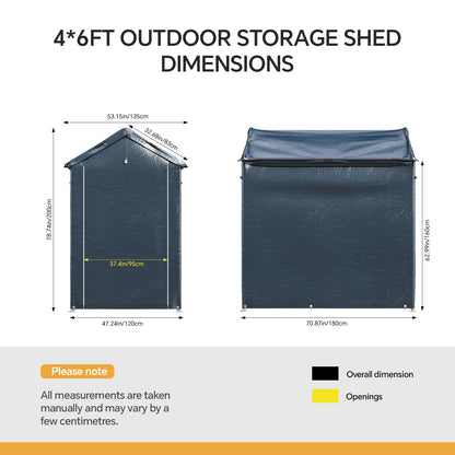 Garden Storage Shelter with Waterproof PE Cover & Metal Frame