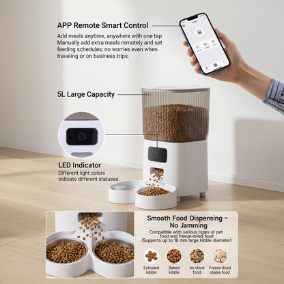 5L Dual Power Pet Feeder with App Control