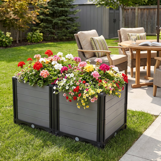 Plastic Raised Garden Bed Planter Box for Vegetables & Flowers