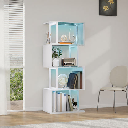 S-shaped Geometric Storage Rack with LED Lights