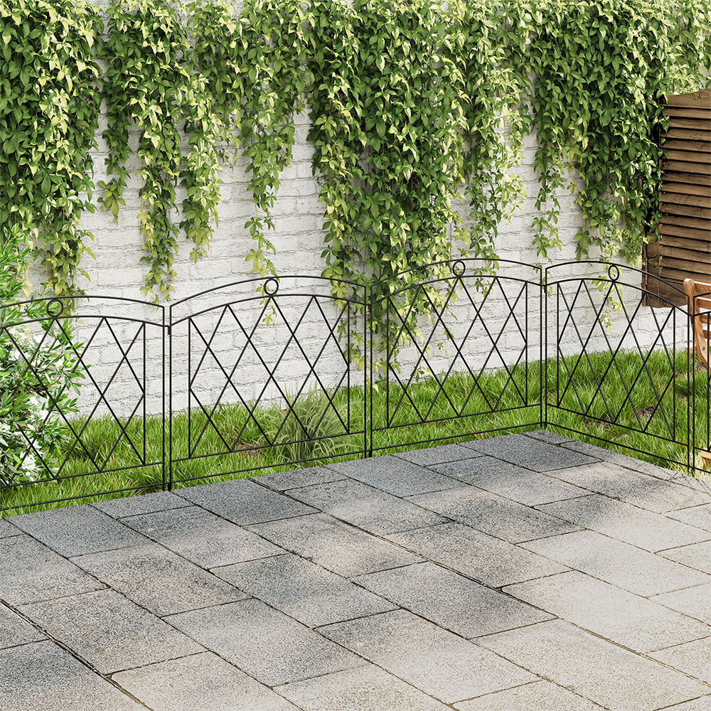 5 Pack Black Metal Garden Border Fence Panels