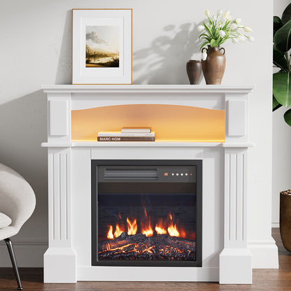 Remote Control Electric Fireplace with Wooden Mantel