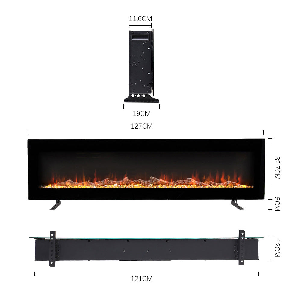 40/50/60 Inch Wall Mount Electric Multicolored Fire Fireplace